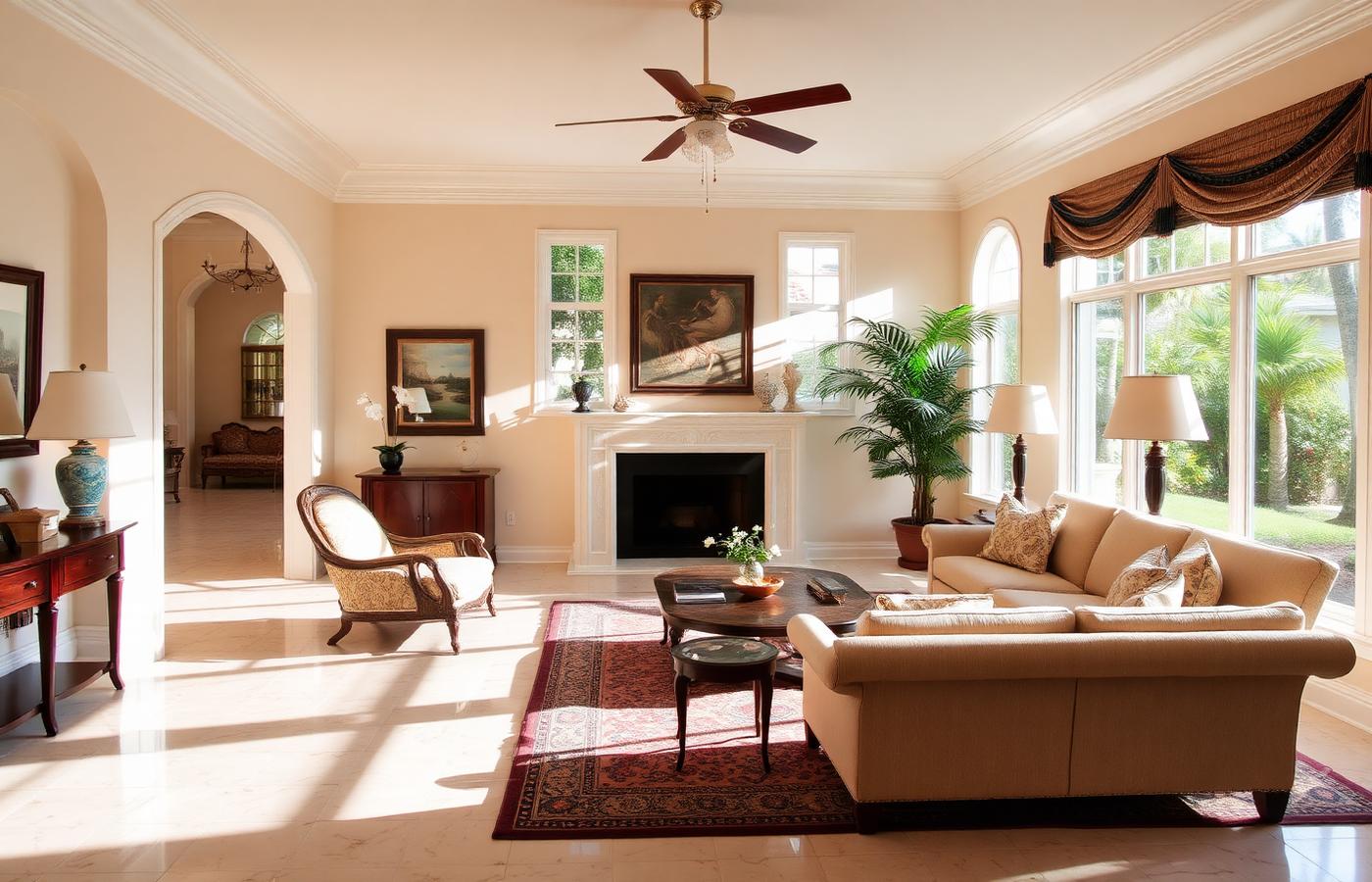 Sunlit interior of a Florida home